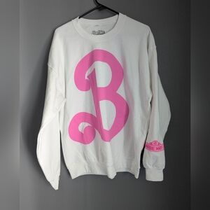 NWOT Barbie the movie White crewneck sweatshirt size large 23x34 x28